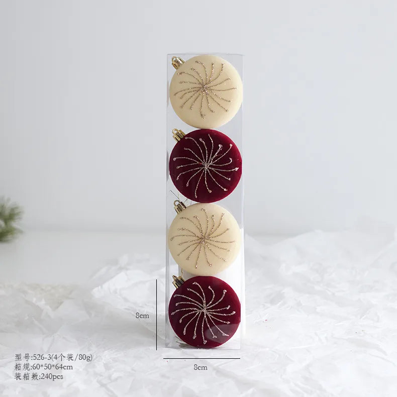 New Christmas Tree Decoration Balls Hanger Dark Red Wine Color Flocking Painted Christmas Balls Irregular Shape PVC Material