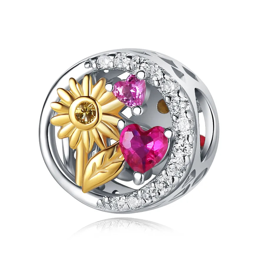 1 Piece Diameter 10mm 925 Sterling Silver Zircon Heart Shape Flower Jewelry Accessories