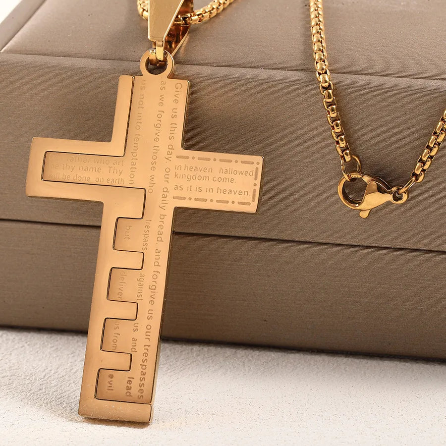 Wholesale Jewelry Vacation Classic Style Cross 304 Stainless Steel box chain Pendant Necklace