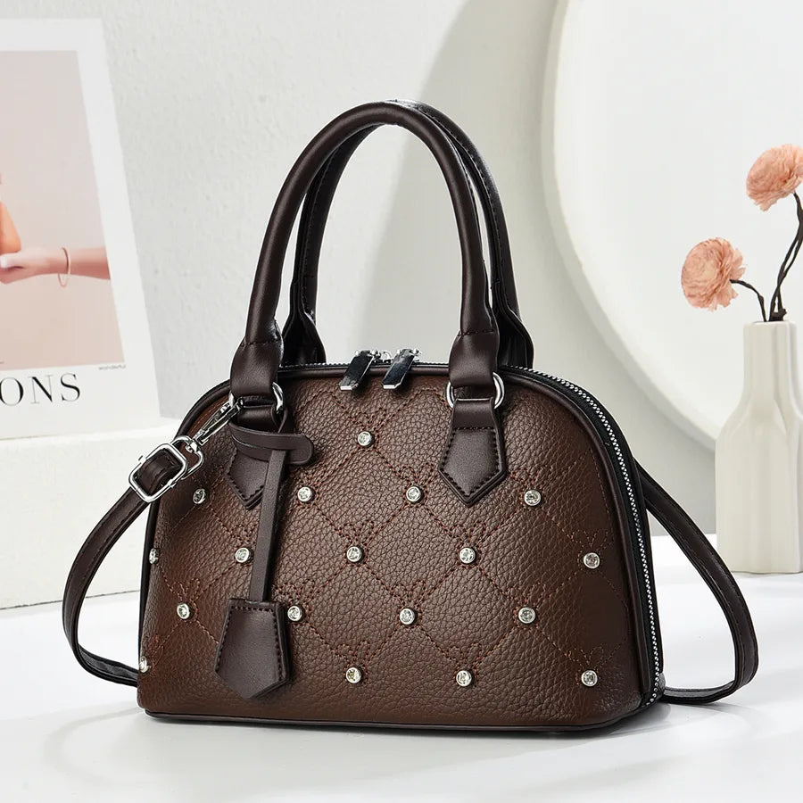 Vintage Embroidered Square Bag Women's Handbag Fashionable Diamond Pattern High Quality Texture Urban Minimalist Style Tote Bag