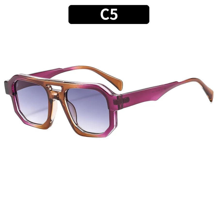 Casual Solid Color Ac Square Full Frame Men's Sunglasses