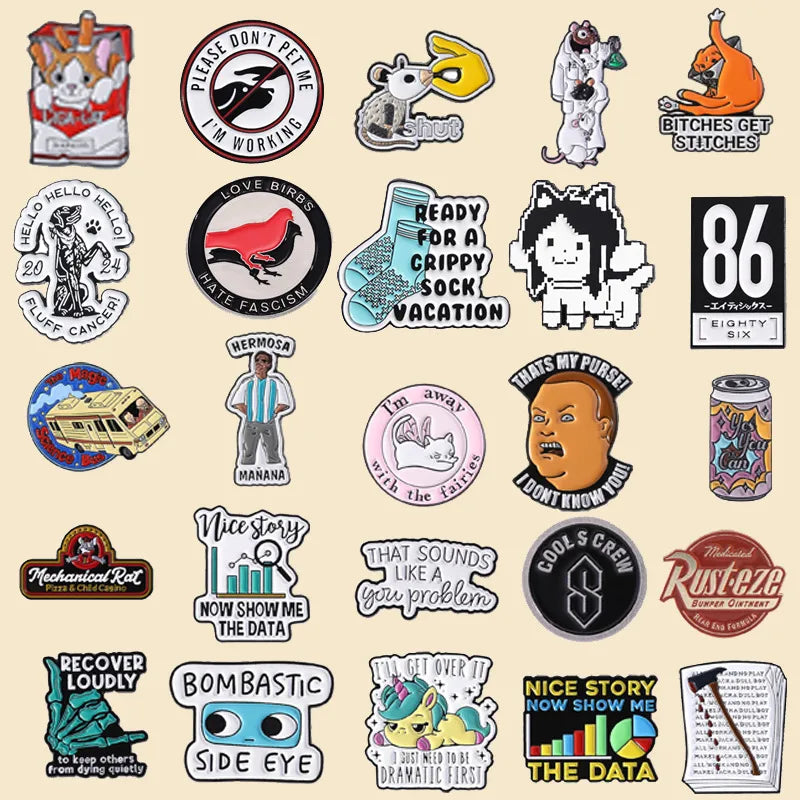 Trendy Letter Quote Lapel Pin Cartoon  Badge Clothing Backpack Accessory Unisex Personalized Fashion Jewelry