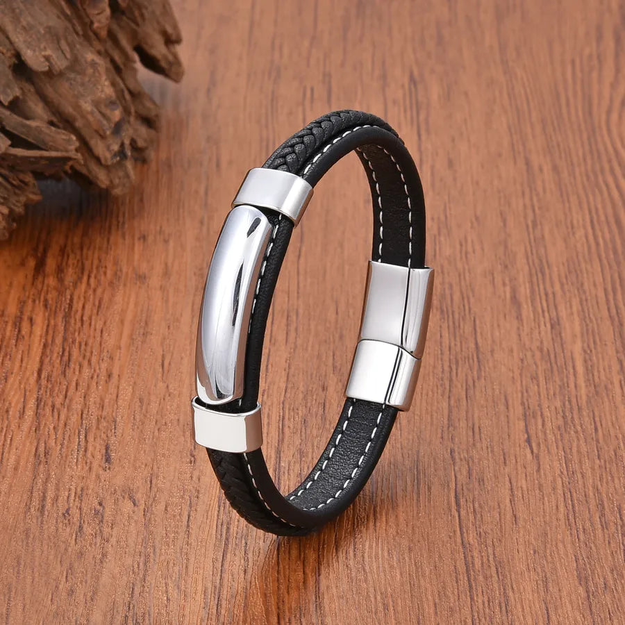 Vintage Style Geometric Turquoise 304 Stainless Steel Leather rope Wholesale Bracelets