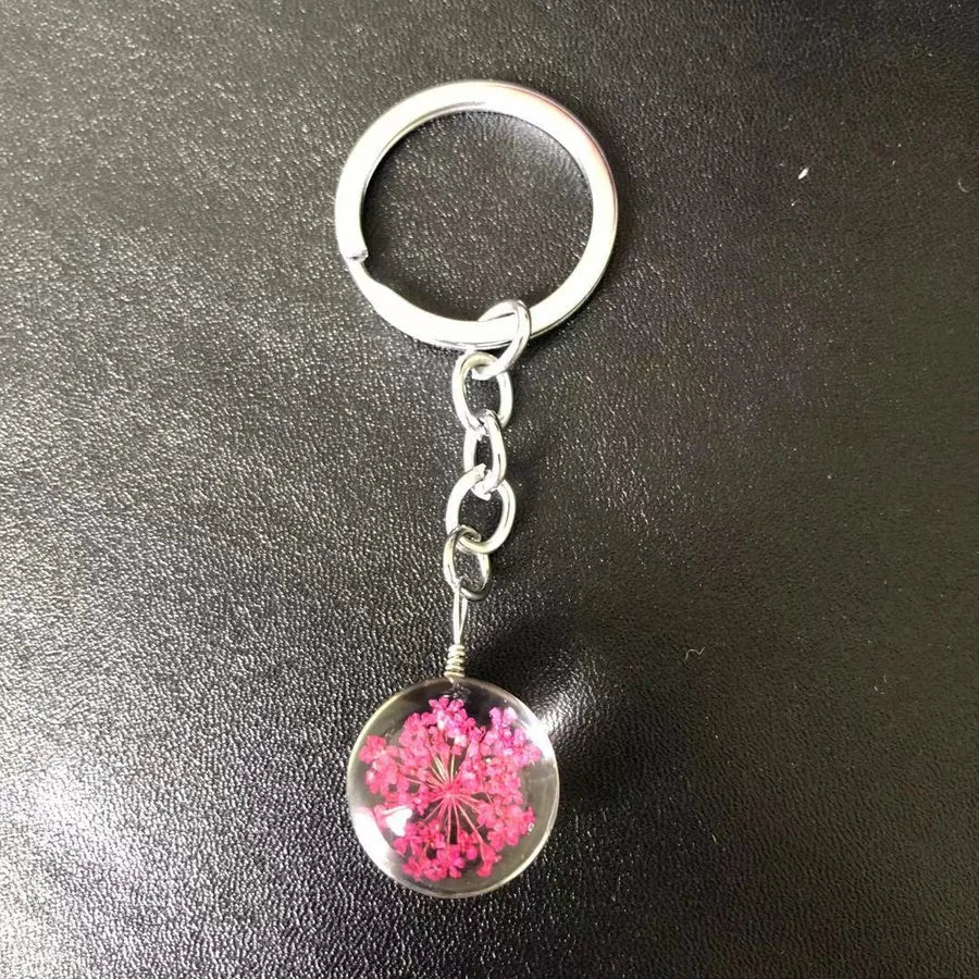 Pastoral Floral Glass Unisex Keychain