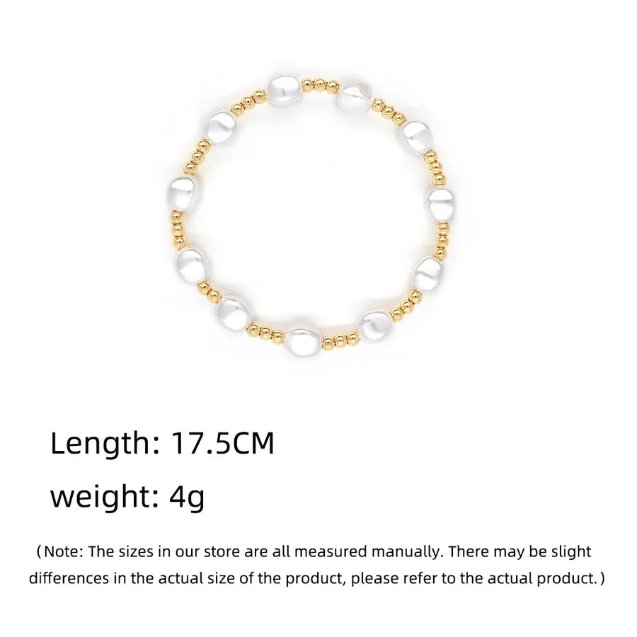 Vintage Style Simple Style Roman Style Geometric Imitation Pearl Copper Beaded Chain Beaded Bracelets Wholesale