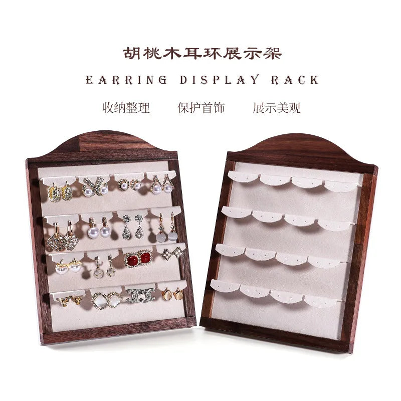 Walnut Wood Picture Frame Ring Display Stand Earring Holder Jewelry Shooting Props High-End Feeling Assembled Ring Display Plate