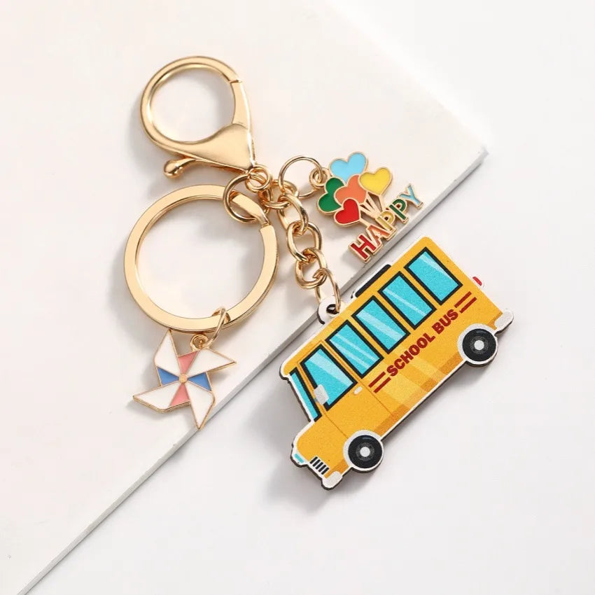 Cute Letter Heart Shape Windmill Wood Unisex Keychain