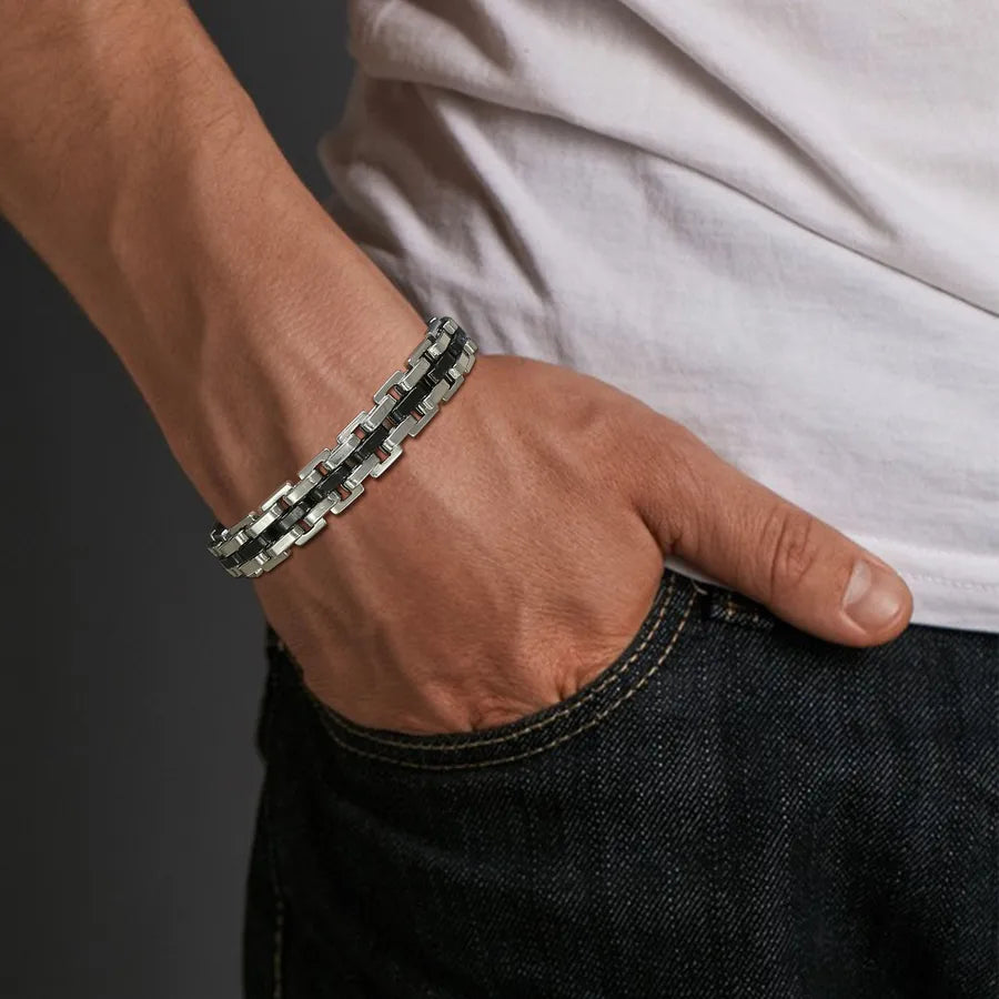 Simple Style Classic Style Color Block 201 Stainless Steel Men's Italian Charm Bracelets Bracelets