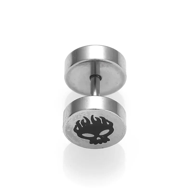1 Piece Halloween Nordic Style Gothic Hip-Hop Smile Face Star Skull Polishing 316L Stainless Steel  Ear Studs