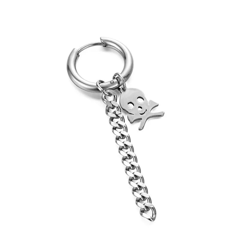 1 Piece Halloween Simple Style Pentagram Skull Plating Chain Titanium Steel Drop Earrings