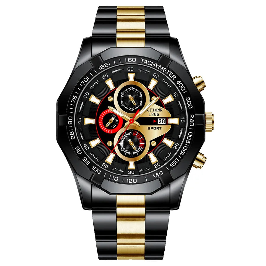 fashion geometric single folding buckle quartz men's watches