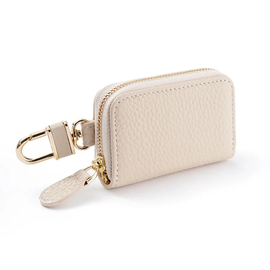 universal leather car key case  utility vehicle key case portable double zipper key case