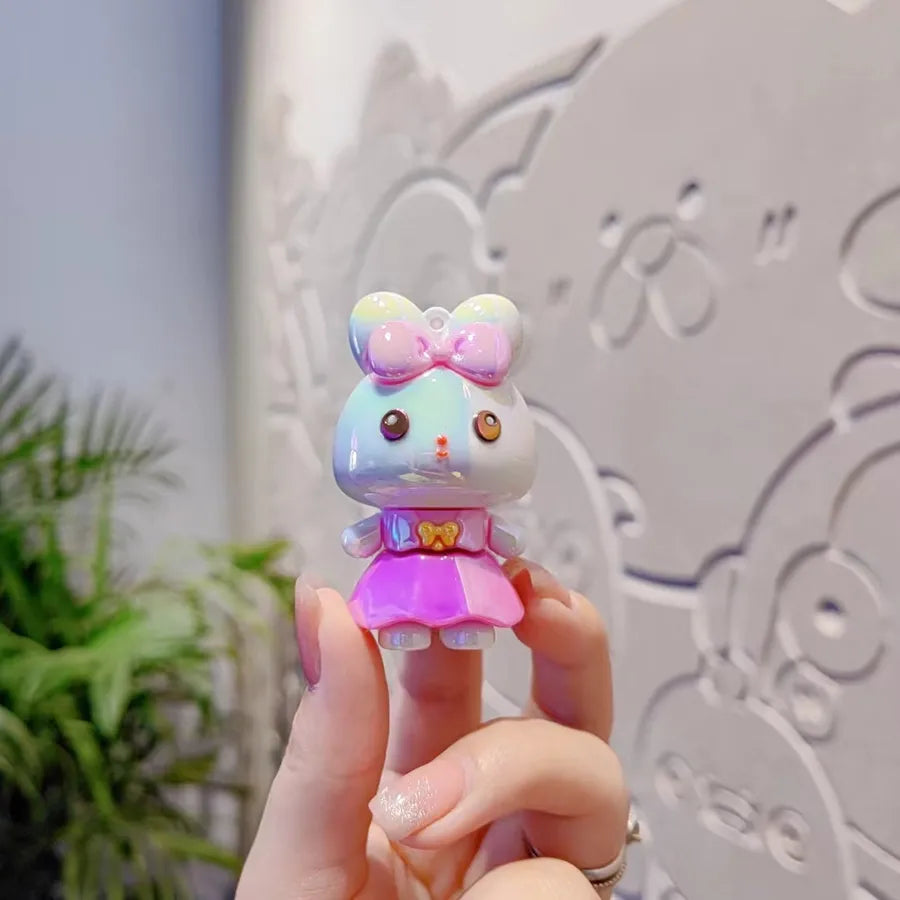 Creative Cartoon Cute Soft Plated Rabbit Doll Car Keychain Women Fashion Elegant Bag Pendant Gift