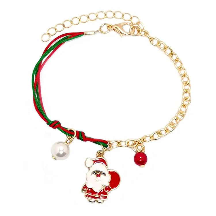 fashion santa claus snowman elk alloy pearl plating women's bracelets 1 piece