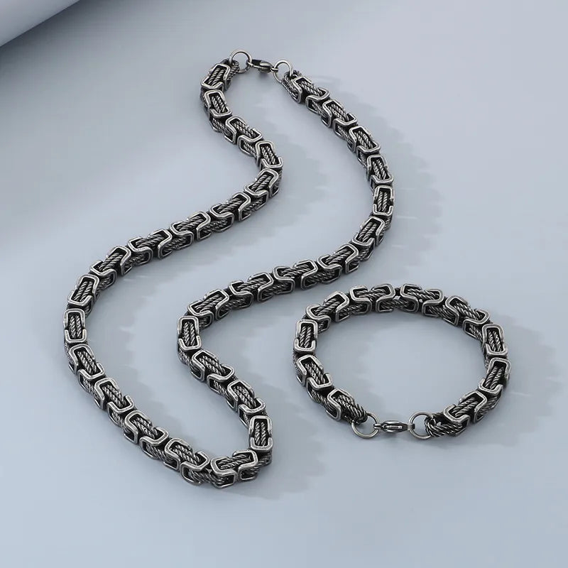 Wholesale Jewelry Hip-Hop Geometric 304 Stainless Steel 18K Gold Plated Jewelry Set