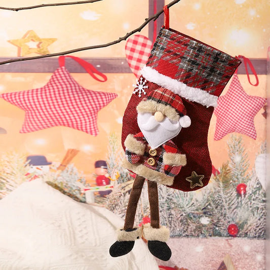 christmas retro santa claus snowman elk cloth party christmas socks