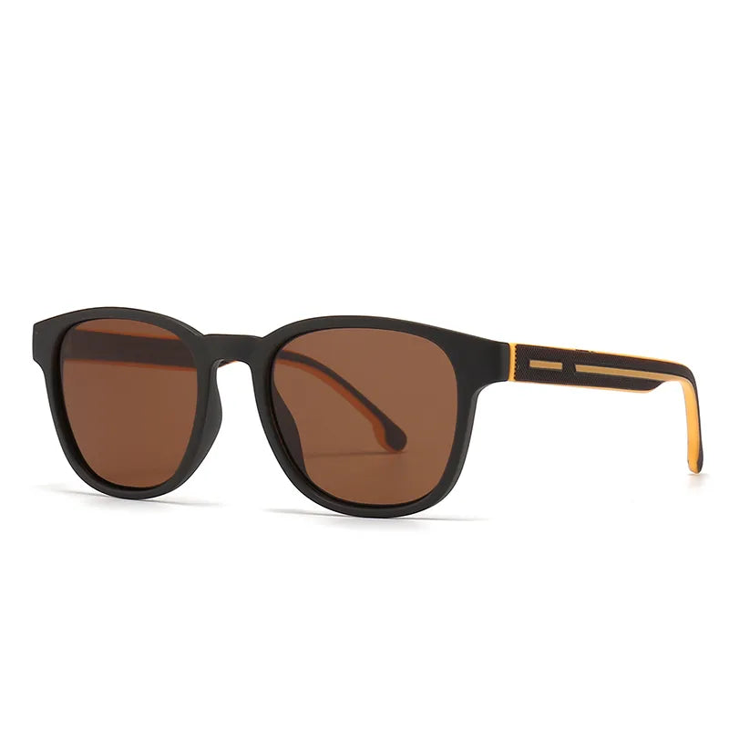 modern style solid color pc round frame full frame men's sunglasses