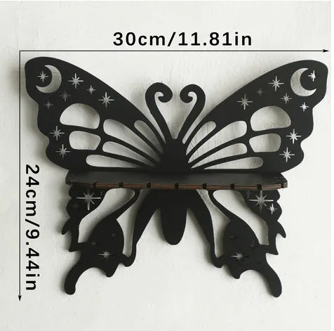 Retro Classic Style Butterfly Wood Ornaments Storage Rack Wall Art