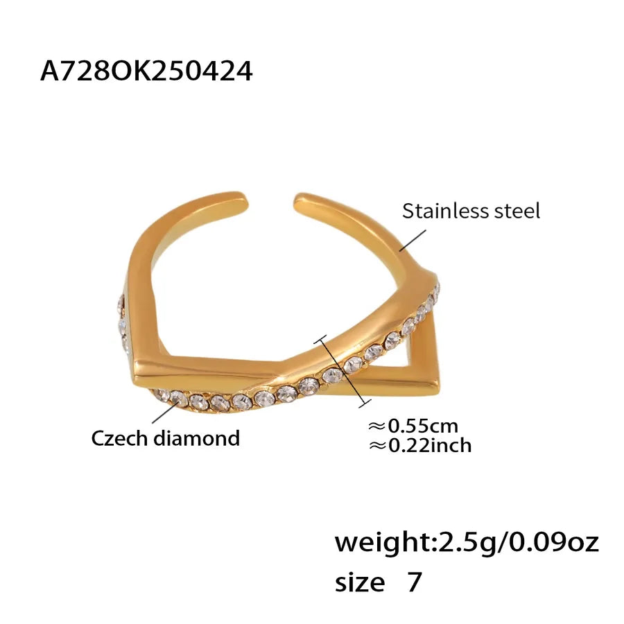 Wholesale Jewelry Casual Elegant Cute Geometric 304 Stainless Steel Imitation Pearl Zircon 18K Gold Plated Plating Inlay Rings