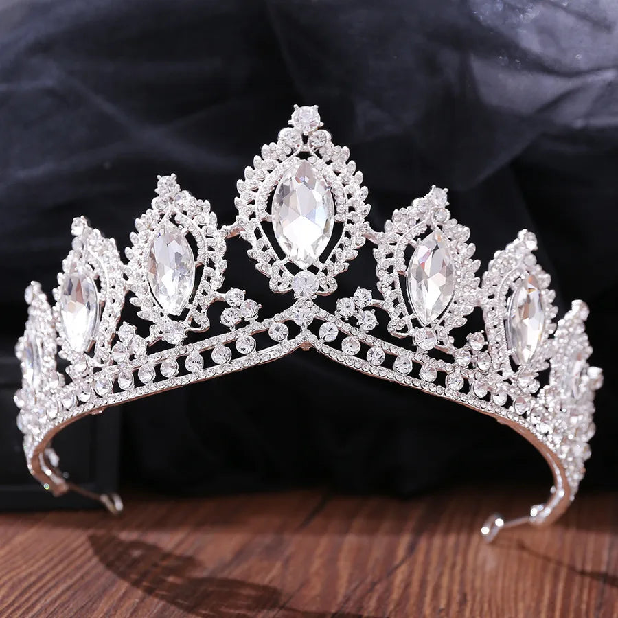 retro crown alloy inlay artificial gemstones crown 1 piece