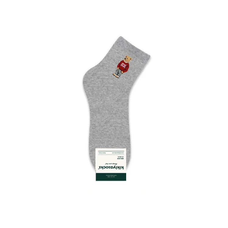 0 spring new men's short waist cotton socks cute cartoon bear short tube Korean socks kiki spring and summer casual