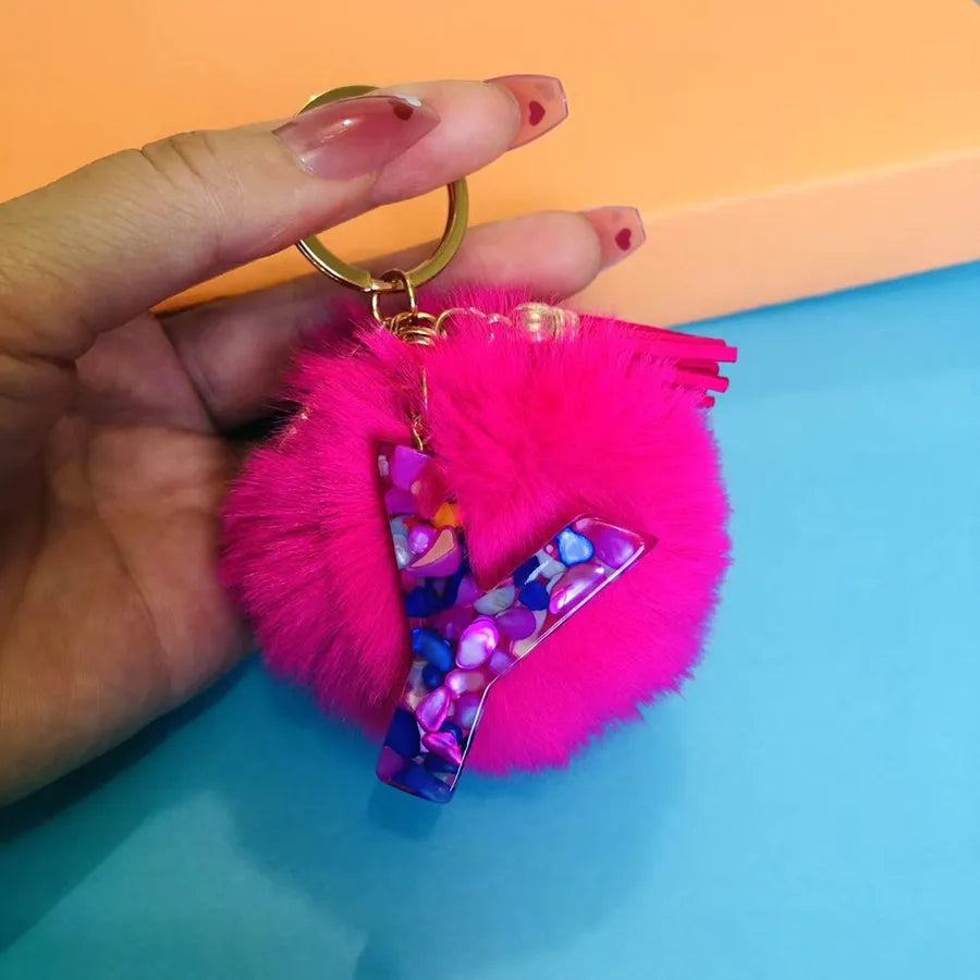 Simple Style Commute Letter Hairball Resin Unisex Bag Pendant Keychain