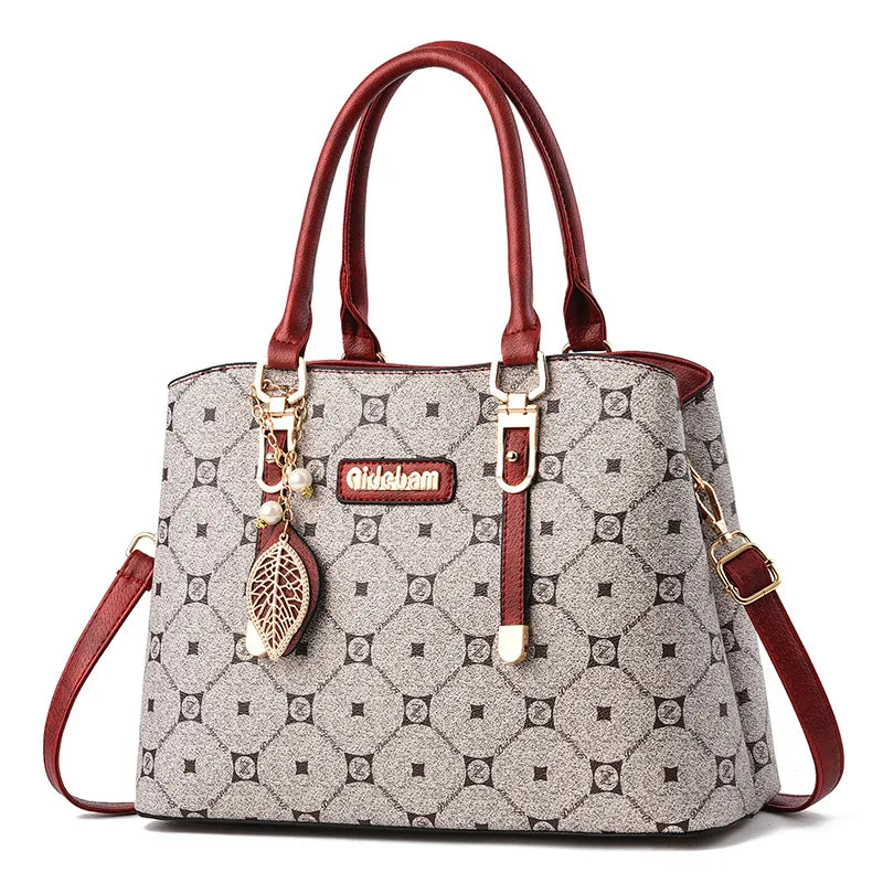 Women's Medium Pu Leather Lattice Vintage Style Square Zipper Handbag