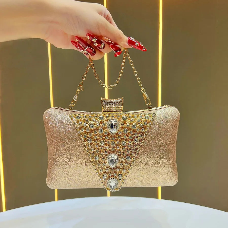New  Dinner Bag Diamond Embedded Ladies Handbag Evening Gown Chain Crossbody Handheld Women's Bag