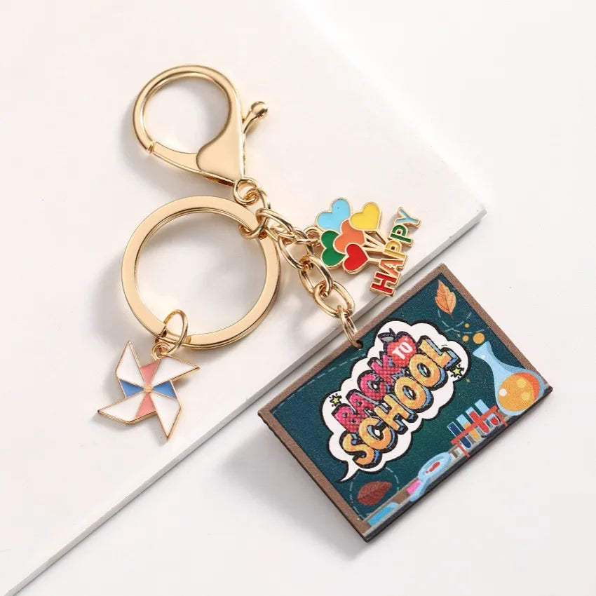 Cute Letter Heart Shape Windmill Wood Unisex Keychain