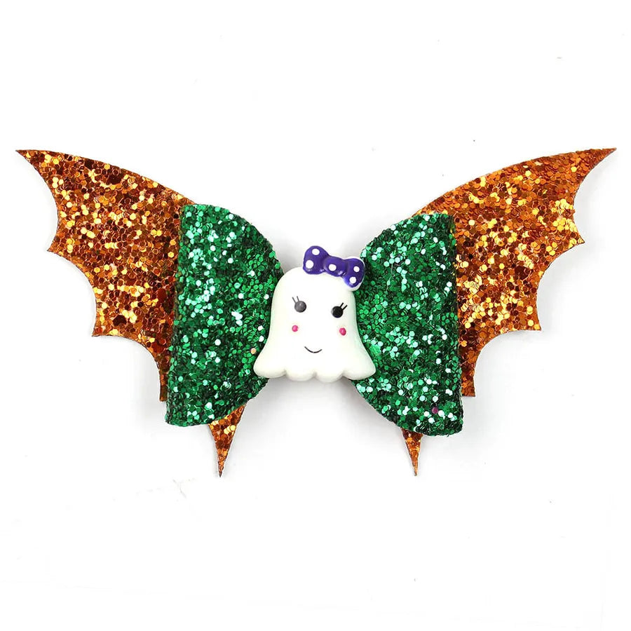 Creative Halloween Double Layer Small Bat Wings Butterfly Knot Hair Clip Funny Children's Hair Accessories Pumpkin Pattern