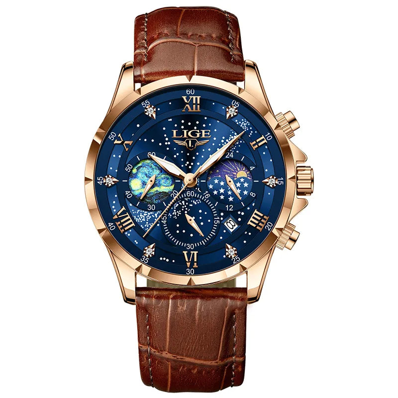 LIGE  new waterproof luminous quartz watch Youth Men's Business Watch for students Men