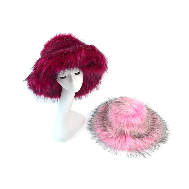 women's lady punk color block big eaves felt hat