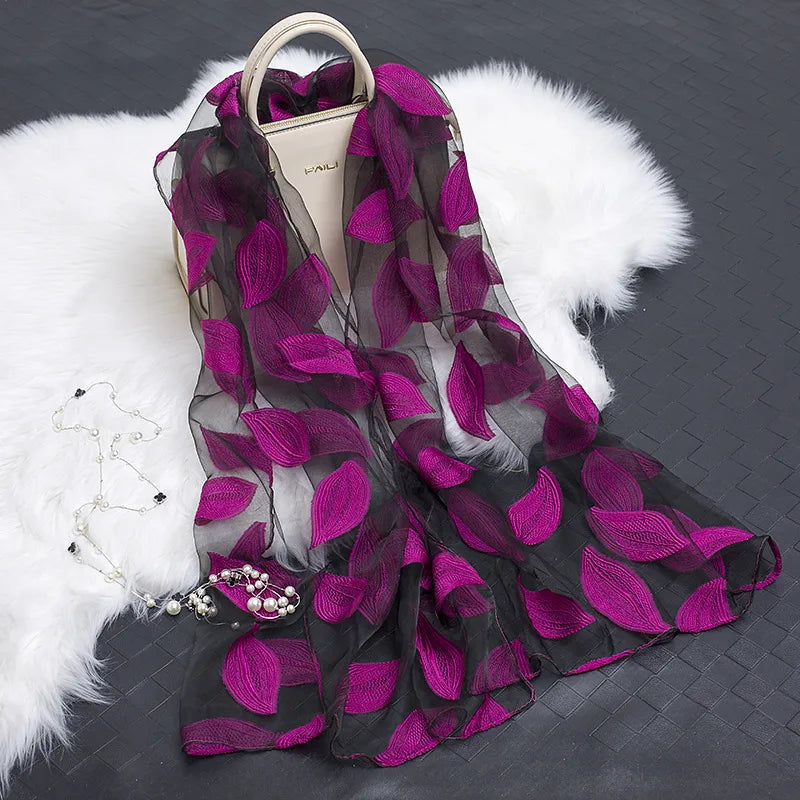 women's simple style color block organza scarf