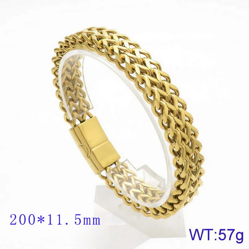 Hip-Hop Retro Color Block Titanium Steel Plating 18K Gold Plated Men's Bracelets