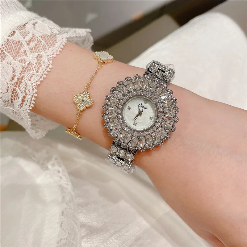 Shiny Solid Color Jewelry Buckle Quartz Watch