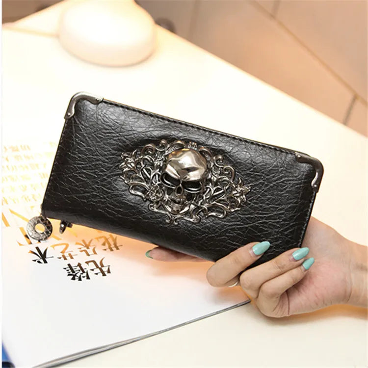 unisex small all seasons pu leather solid color punk square zipper clutch bag