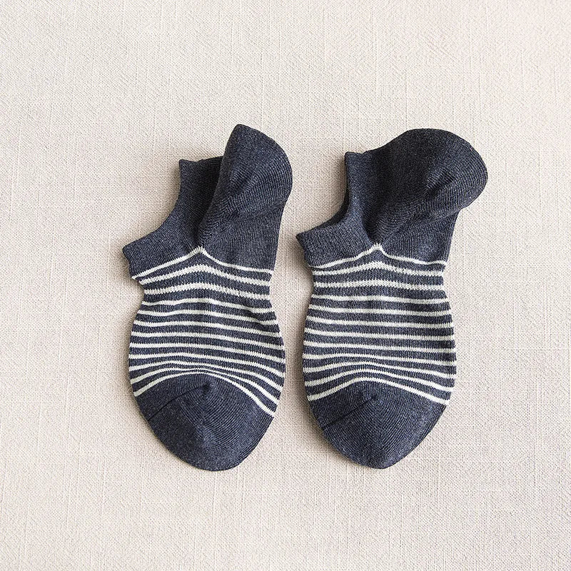 Casual Elegant Men's Stripe Cotton Ankle Socks A Pair