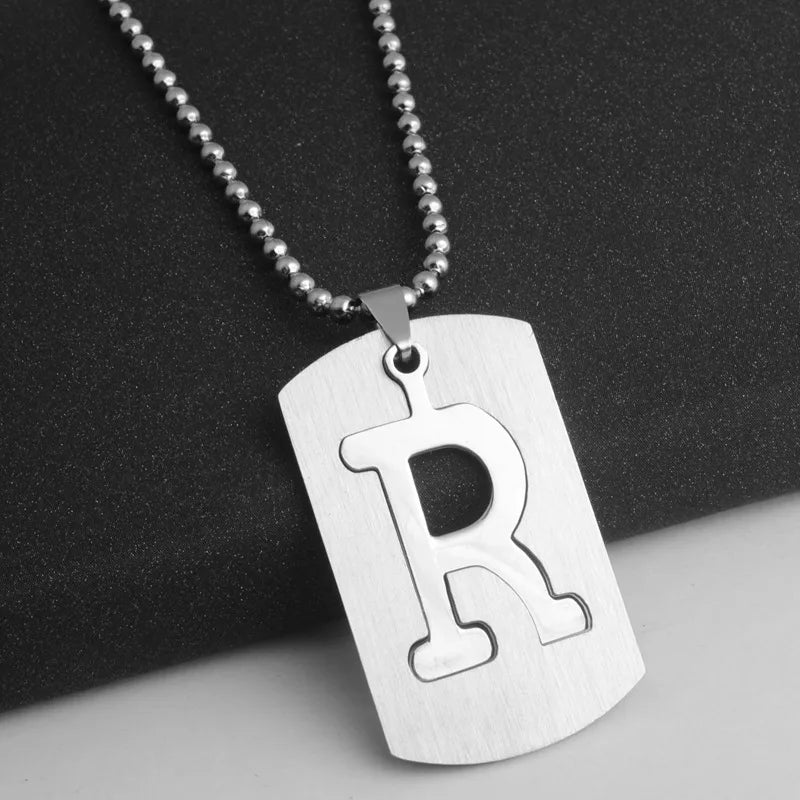 Hip-Hop Simple Style Letter 304 Stainless Steel Hollow Out Men's Pendant Necklace