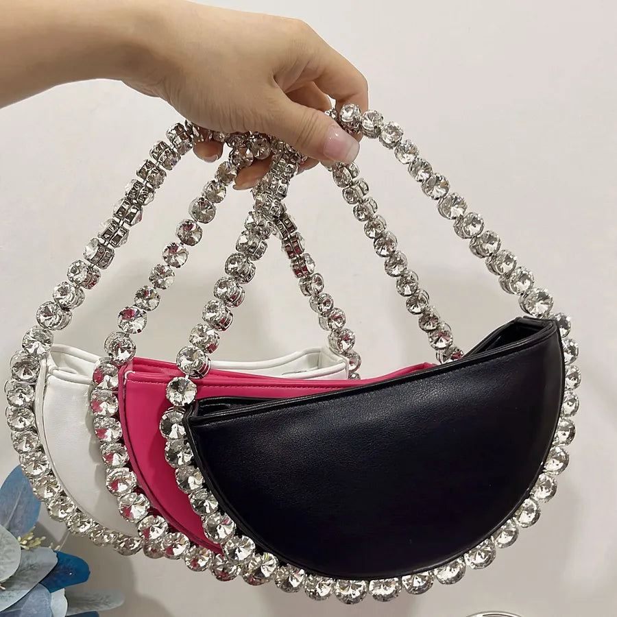 women's all seasons pu leather solid color streetwear semicircle zipper handbag