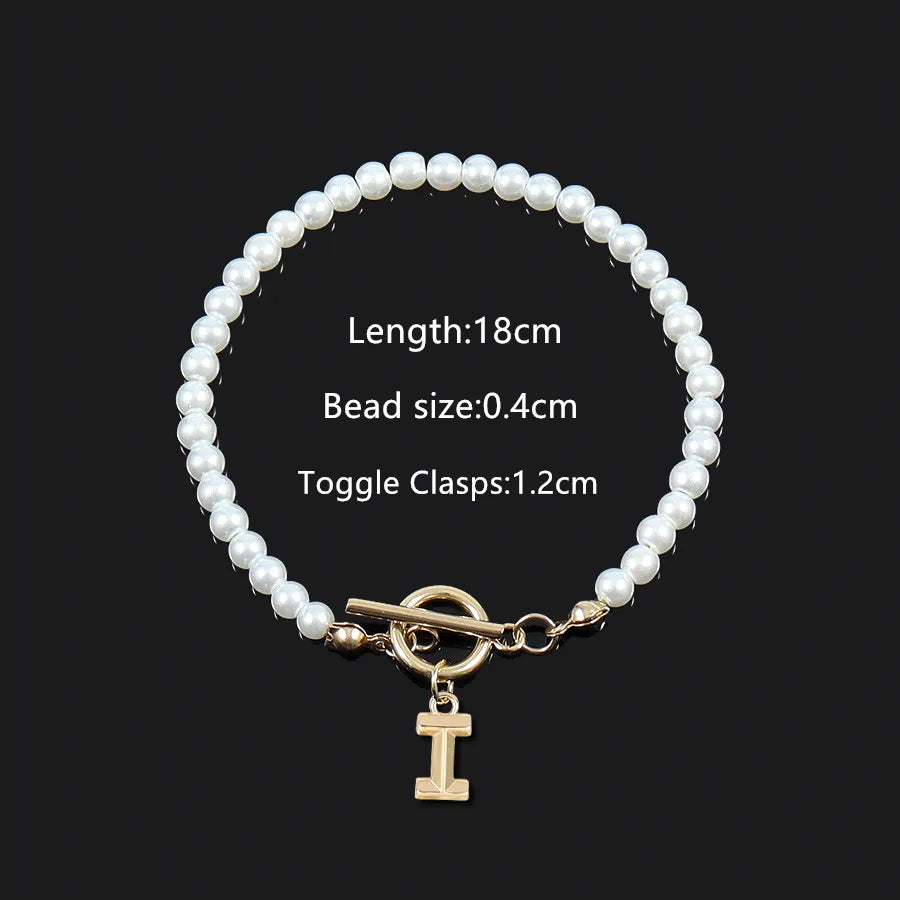 Elegant Vintage Style Classic Style Letter 304 Stainless Steel Artificial Pearl Beaded Chain Beaded Bracelets Wholesale
