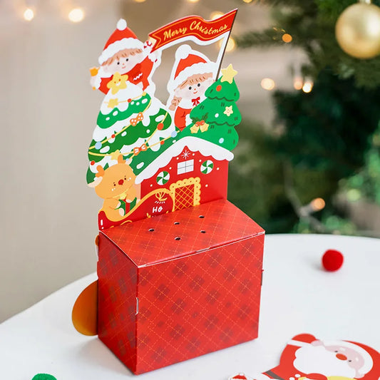 Creative Christmas Lollipop Gift Box Cartoon Handheld Snack Surprise Candy Souvenir Packaging Empty Box For Events And Parties