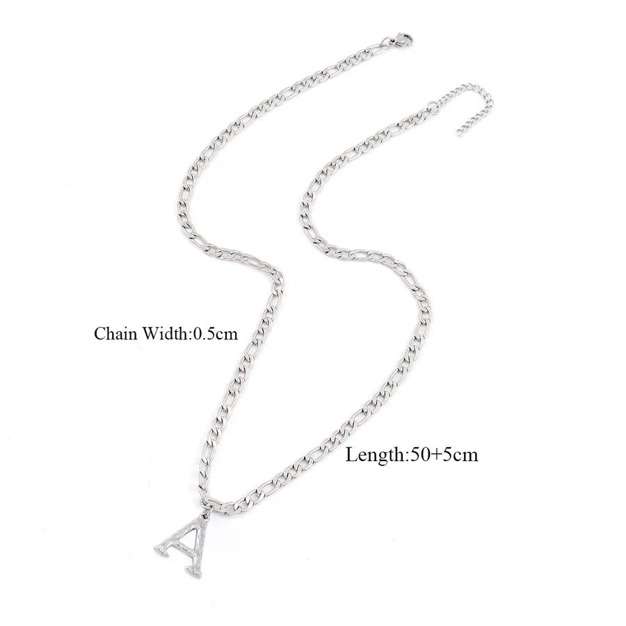 Wholesale Jewelry Retro Simple Style Letter 201 Stainless Steel 304 Stainless Steel Pendant Necklace figaro chain