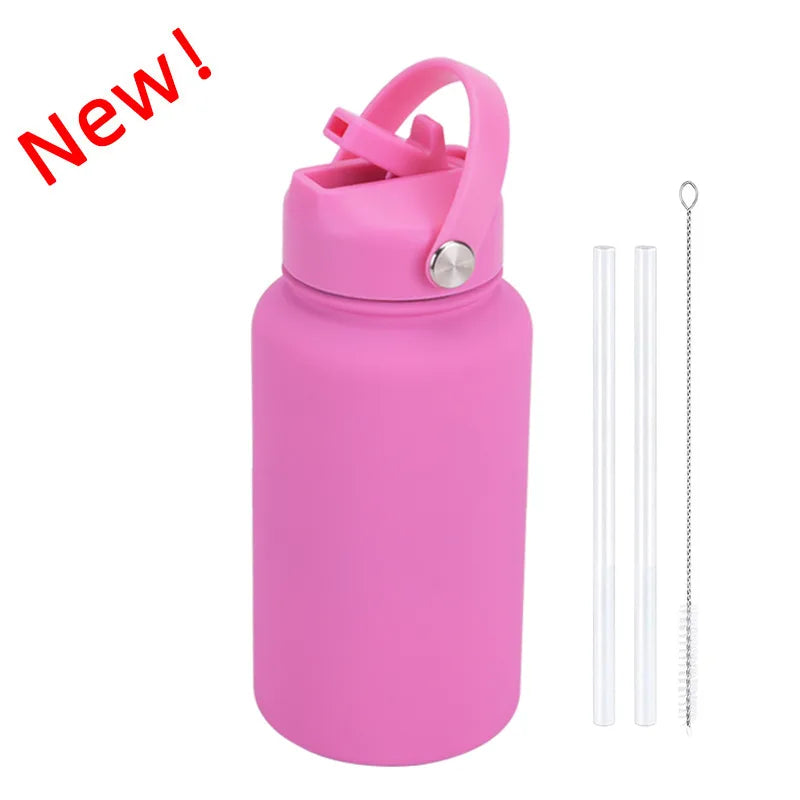 casual solid color stainless steel water bottles