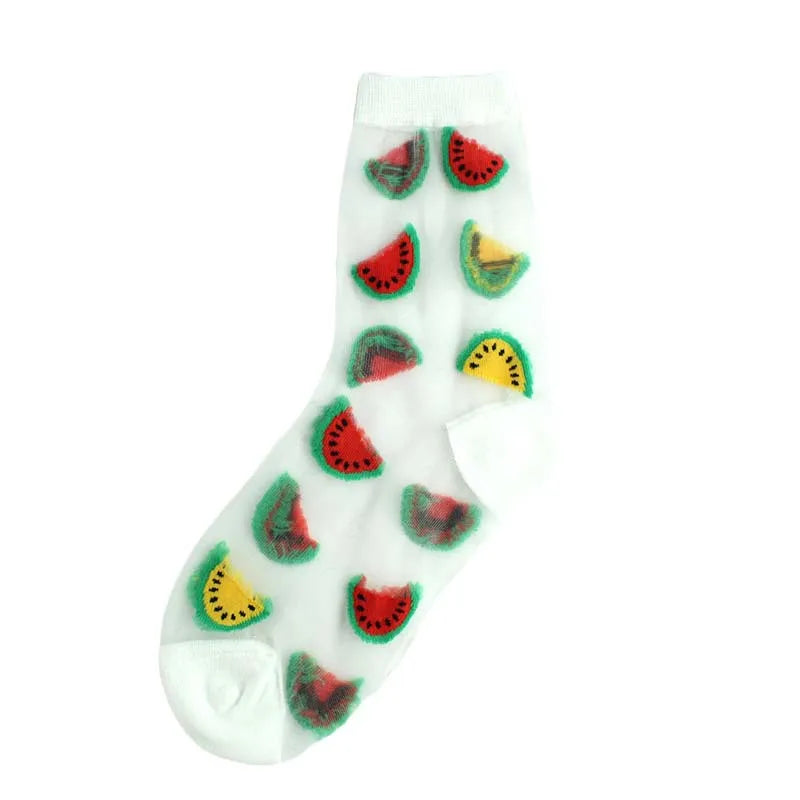 women's casual color block nylon jacquard crew socks a pair
