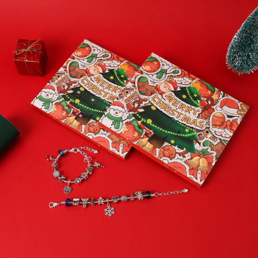 Christmas Countdown Calendar Gift Box DIY Christmas Bracelet Necklace Set Child Advent Festival Gifts Alloy Jewelry Kit