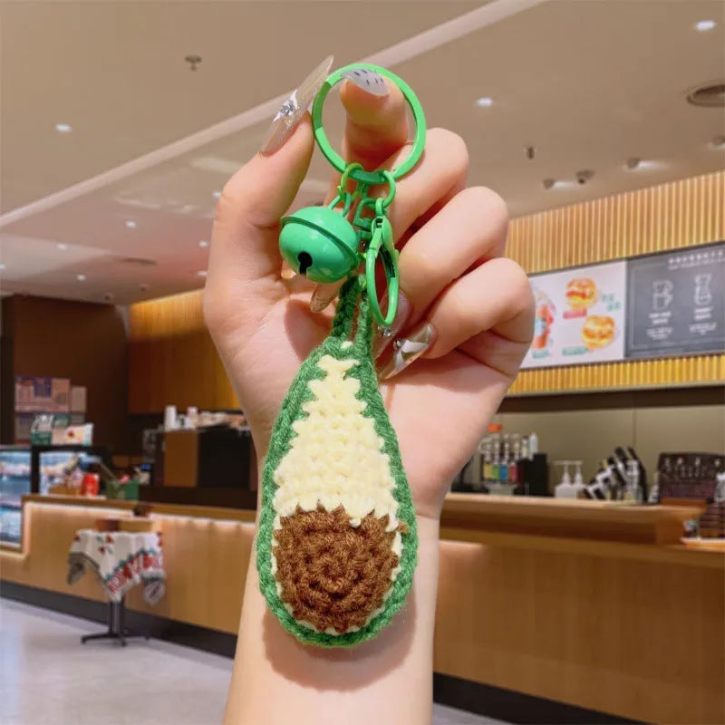 Handmade Smiley Face Vegetable Fruit Keychain Plush Crocheted Cute Hanging Doll Creative Gift Christmas Valentine's Day New Year