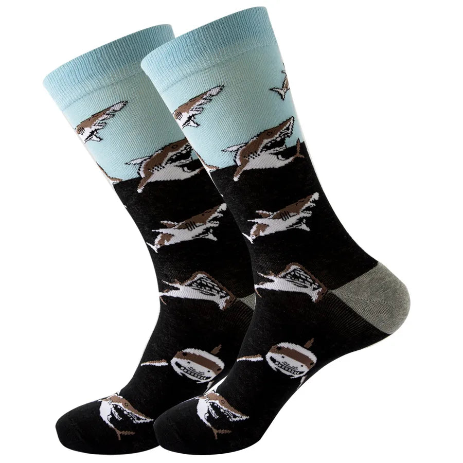 Classic Style Streetwear Unisex Geometric Zebra Egg Cotton Crew Socks 5 Pairs
