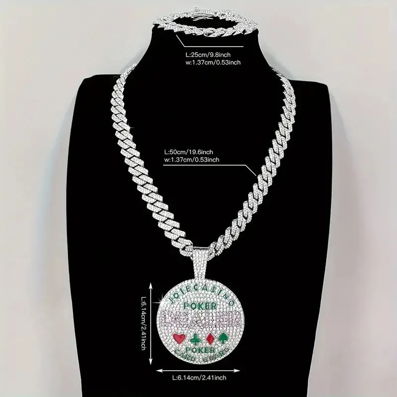 New Geometric round Letter Full Diamond Pendant Creative Exaggerating Alloy Full Diamond Hip Hop Pendant Wholesale