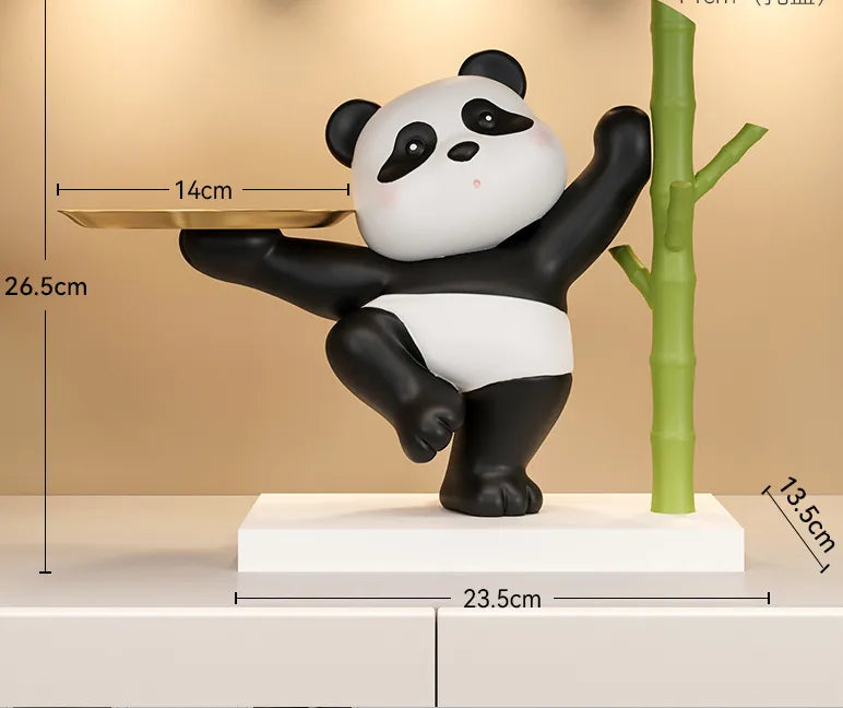 Cute panda decoration key storage living room home decoration creative gift wine cabinet entrance tray