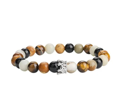 Simple Style Classic Style Round Natural Stone Agate Artificial Gemstones Bracelets In Bulk